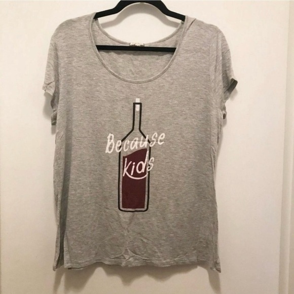 Eyeshadow Tops - ✨✨5/$10✨✨ EyeShadow Women's Size L Gray Short Sleeve Blouse/Top Because Kids